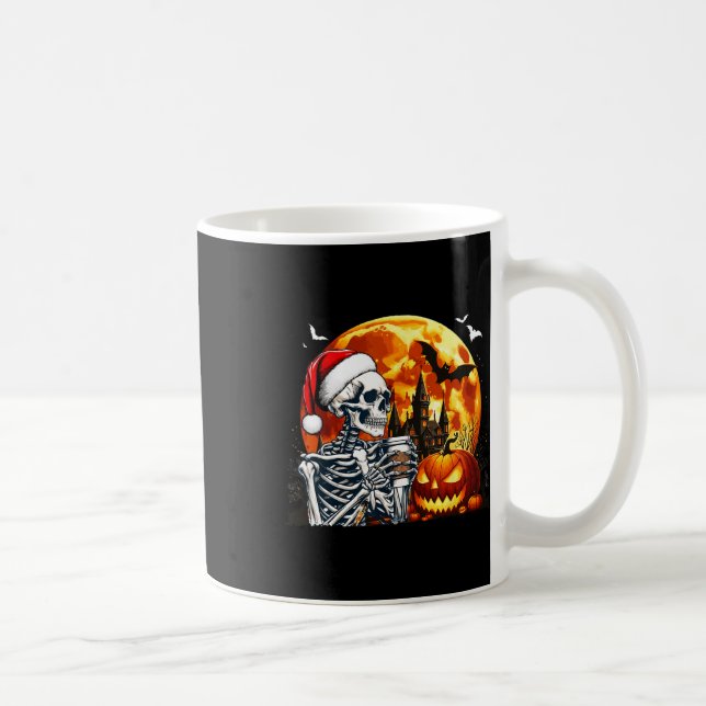 Santa Skeleton Trinkkaffee Halloween Pu Kaffeetasse (Rechts)