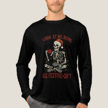 Santa Skeleton with Cat Holiday Snark