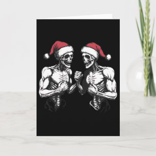 Santa-Skelett-Ringer Wrestler Halloween Christ Karte