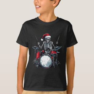 Santa Skelett spielt Schlagzeug Perkussionist Drum T-Shirt