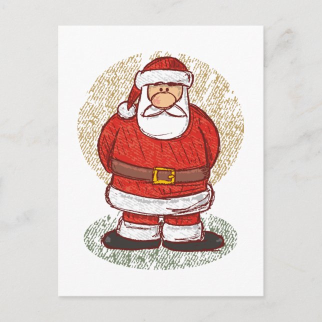 Santa Sketch Feiertagspostkarte (Vorderseite)