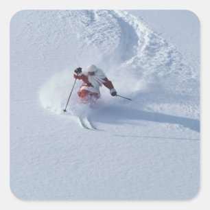 Santa Skifahren im Snowbird Skigebiet, Wasatch Quadratischer Aufkleber