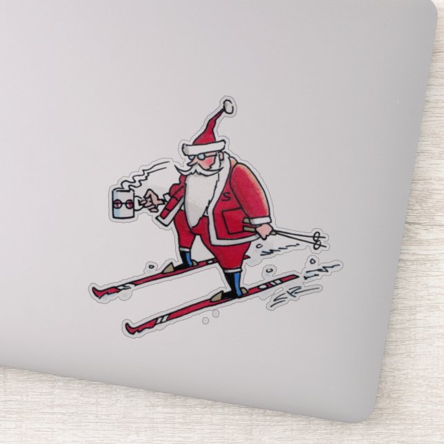 Santa-Skiing-Kontur-Aufkleber Aufkleber (Detail)