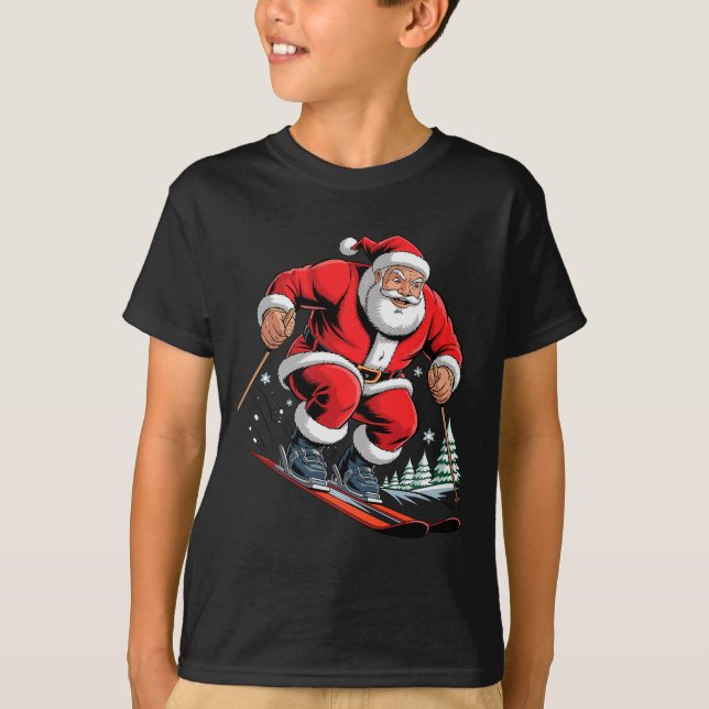 Santa Skiing Lover Funny Holiday Christmas Xmas Pa T-Shirt (Vorderseite)