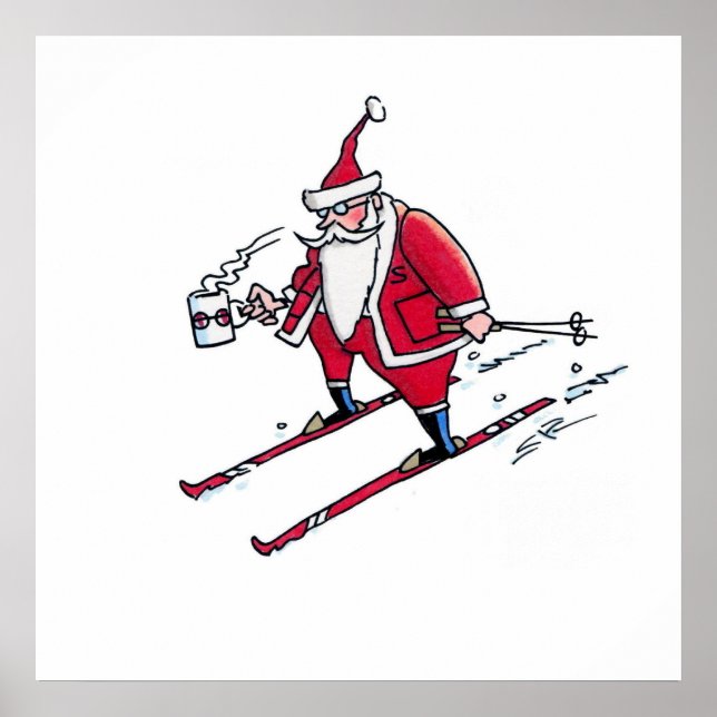 Santa Skiing mattes Poster (Vorne)