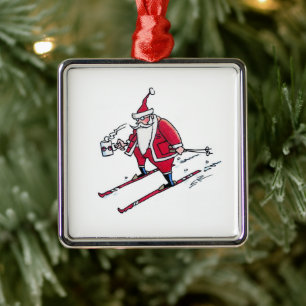 Santa-Skiing-Platz Premium-Ornament Ornament Aus Metall