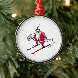 Santa-Skiing Premium-Schmuck Ornament Aus Metall