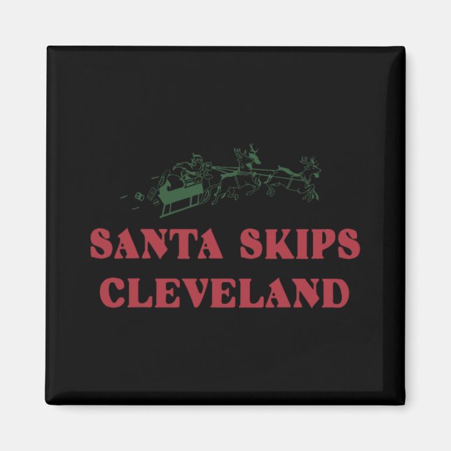 Santa Skips Cleveland Funny Santa Reindeer Xmas Ch Magnet (Vorne)