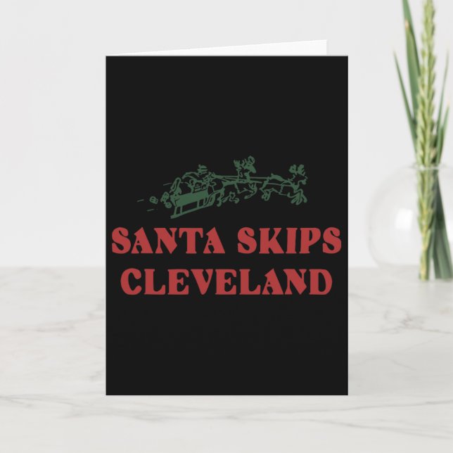 Santa Skips Cleveland Santa Reindeer Xmas Christma Karte (Vorderseite)