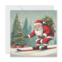 Santa Skis Eine Flachkarte