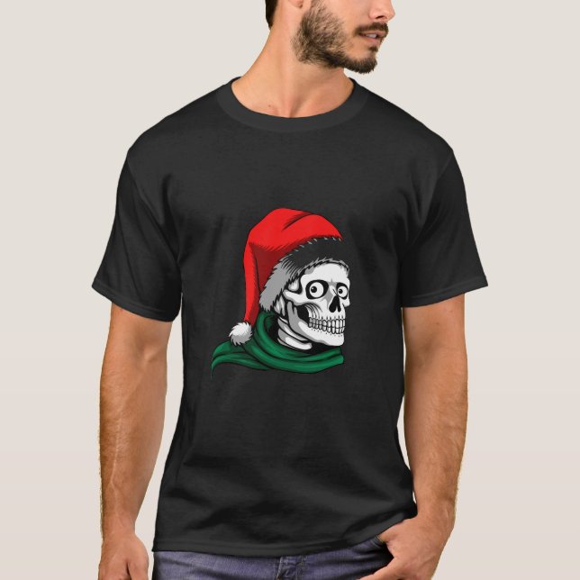 Santa Skull Christmas Graphic T-Shirt (Vorderseite)