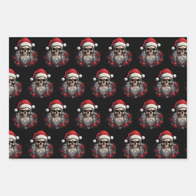 Santa Skull Geschenkpapier Set (Vorderseite)