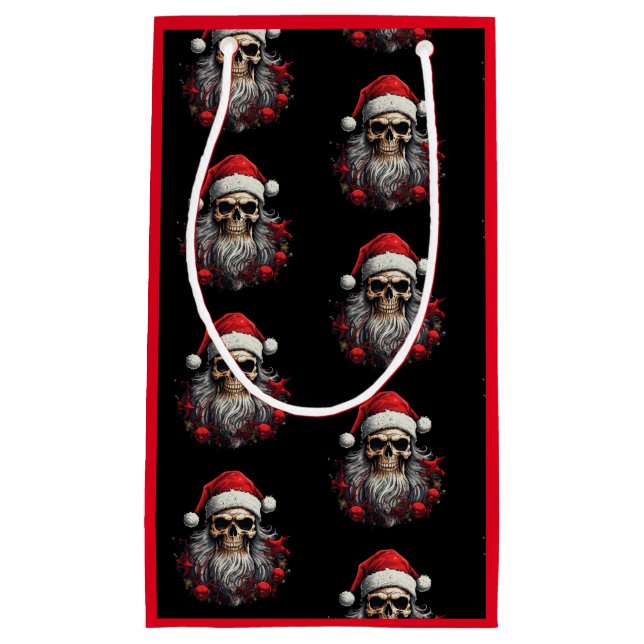 Santa Skull Geschenktasche (rot) Kleine Geschenktüte (Vorderseite)