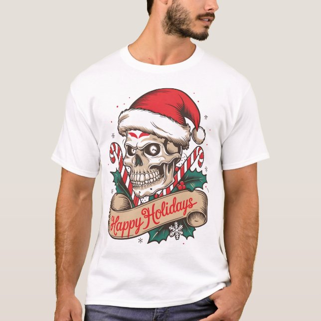 💀 🎅 Santa Skull Holiday T-Shirt 🎄 ❄️ (Vorderseite)