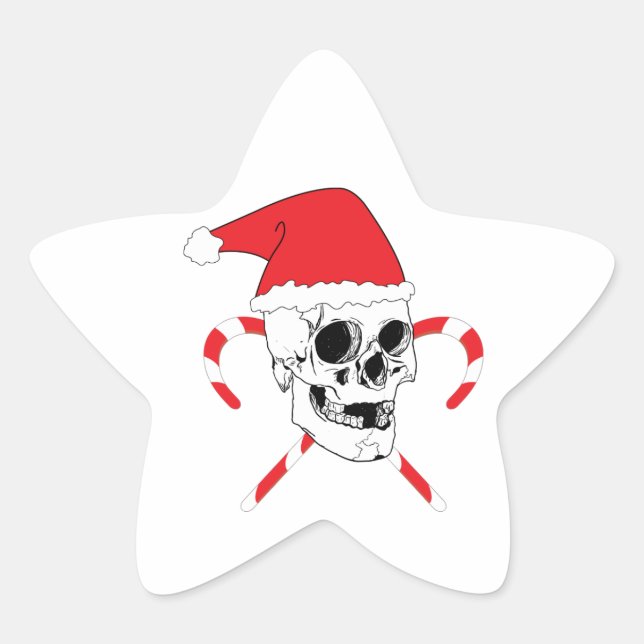Santa Skull mit Weihnachtshut Stern-Aufkleber (Vorderseite)