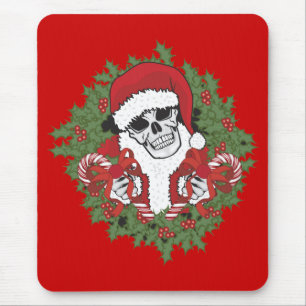Santa Skull mit Wreath Mousepad