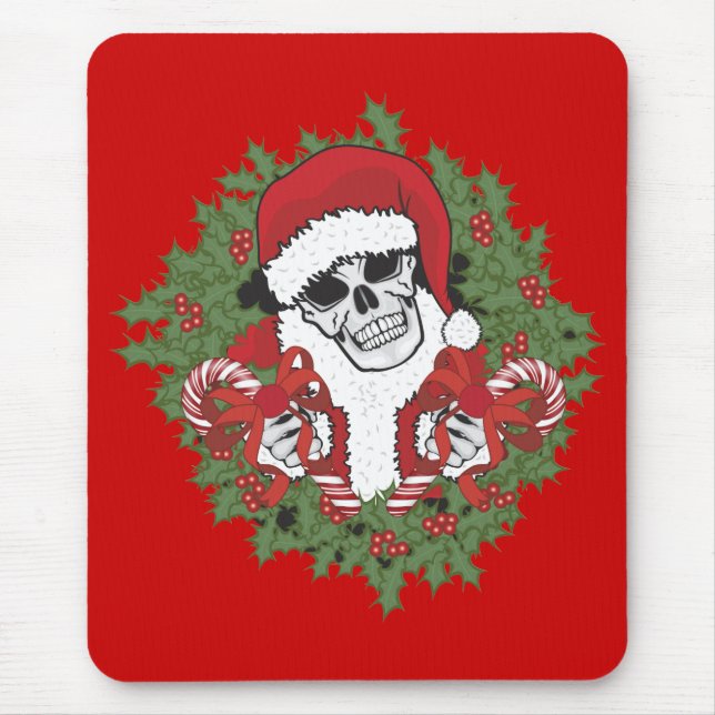 Santa Skull mit Wreath Mousepad (Vorne)