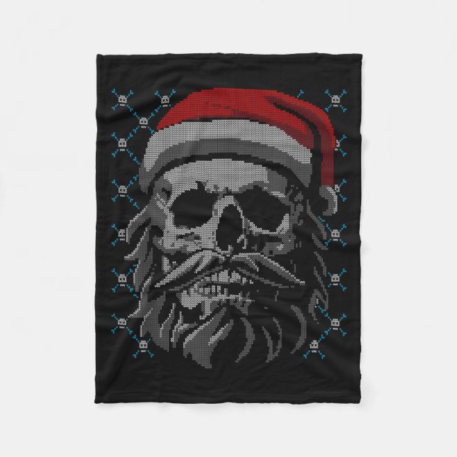 Santa Skull Ugly Christmas Santa Lover Y Christmas Fleecedecke (Vorderseite)