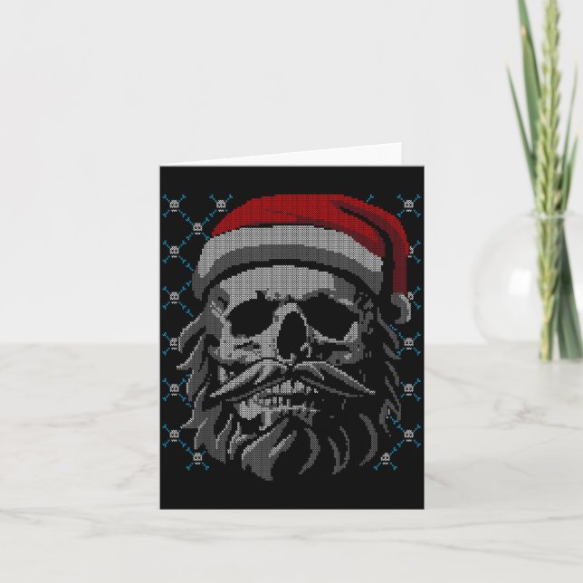 Santa Skull Ugly Christmas Santa Lover Y Christmas Karte (Vorderseite)