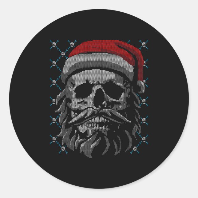 Santa Skull Ugly Christmas Santa Lover Y Christmas Runder Aufkleber (Vorderseite)