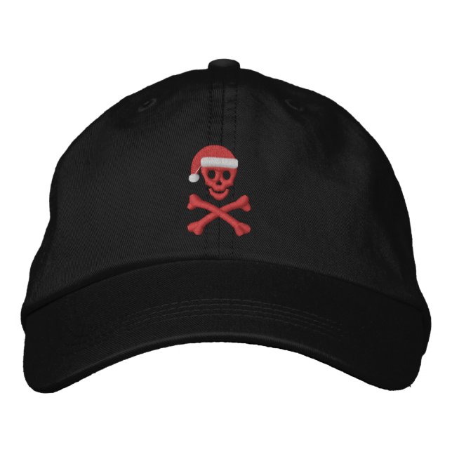 Santa Skull und Crossbones Bestickte Kappe (Vorderseite)