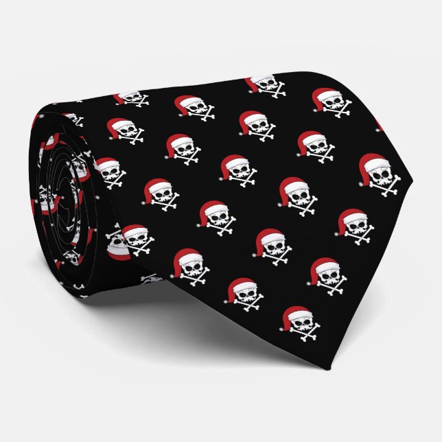 Santa Skulls Christmas Black Krawatte (Gerollt)