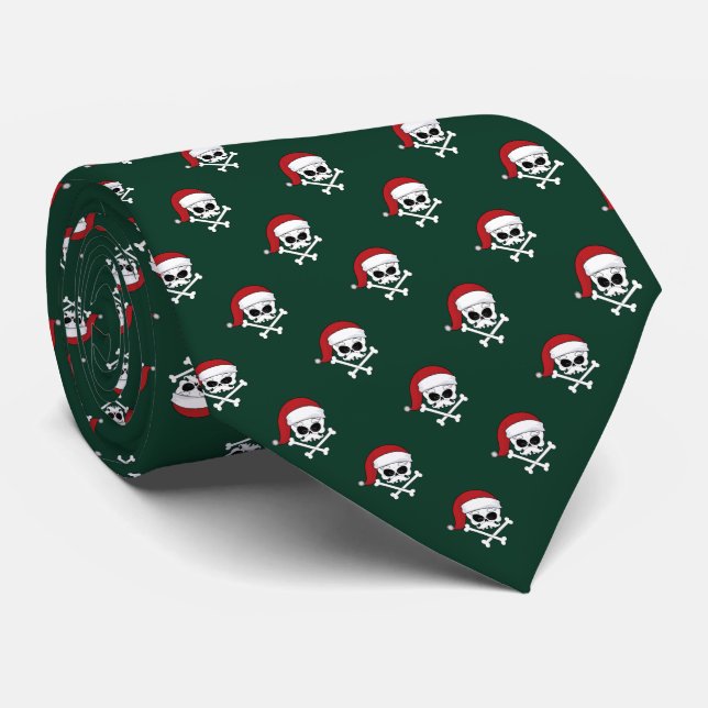 Santa Skulls Grunge Weihnachten Krawatte (Gerollt)