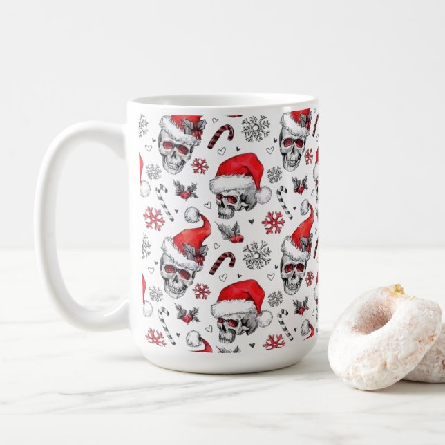Santa Skulls und Candy Cane Tasse (Mit Donut)