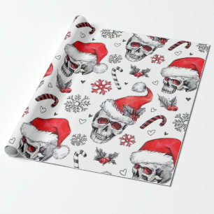 Santa Skulls und Candy Cane Wrapping Paper Geschenkpapier