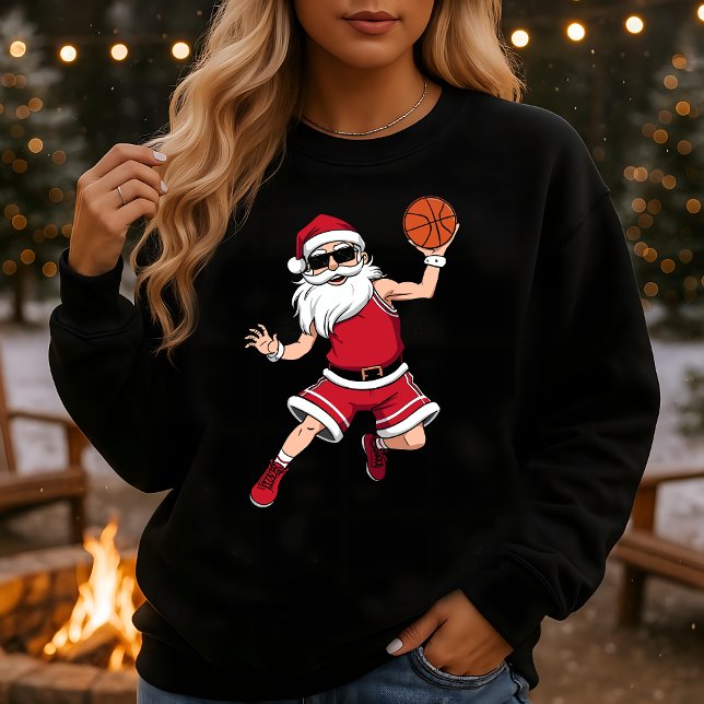 Santa Slam Dunk Basketball Christmas Sweatshirt (Von Creator hochgeladen)