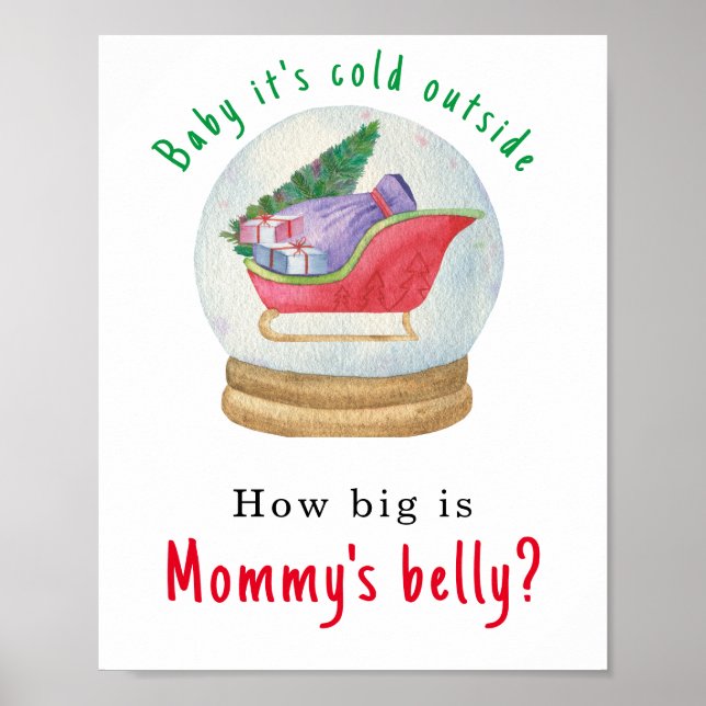 Santa sled - Wie groß ist Mommys Bauch? Poster (Vorne)