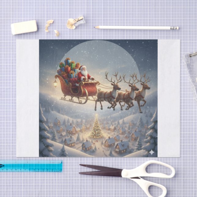 Santa Sleigh, 3D Christmas, Winter Village, Kids Seidenpapier (Handwerk)