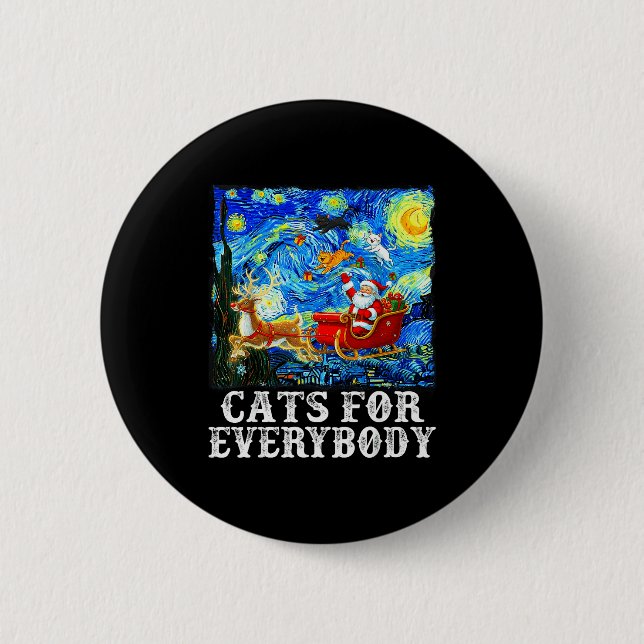 Santa Sleigh Christmas Cats For Everybody Starry N Button (Vorderseite)