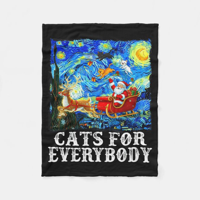 Santa Sleigh Christmas Cats For Everybody Starry N Fleecedecke (Vorderseite)