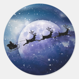 Santa Sleigh | Fantasy Galaxy Weihnachtsabend Himm Runder Aufkleber