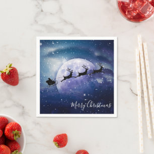 Santa Sleigh Fantasy Galaxy Weihnachtsabend Himm Serviette