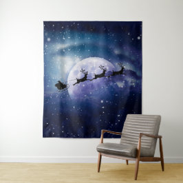 Santa Sleigh | Fantasy Galaxy Weihnachtsabend Himm Wandteppich