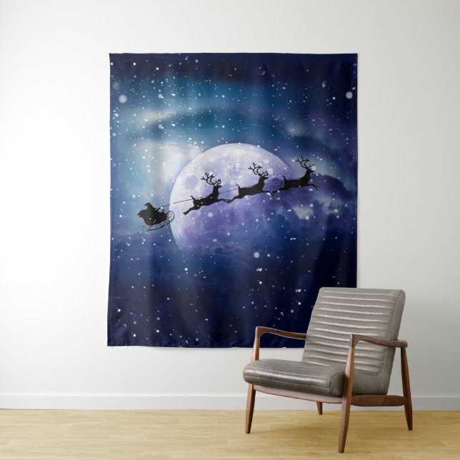 Santa Sleigh | Fantasy Galaxy Weihnachtsabend Himm Wandteppich (Beispiel)