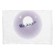 Santa Sleigh Flying Reindeer Moonlight Sky Scene