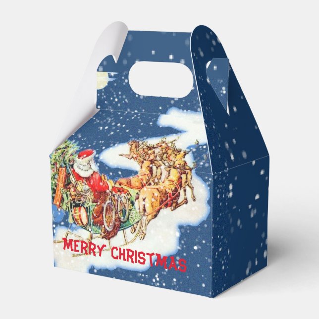 Santa Sleigh Frohe Weihnachts-Gefälligkeit Box Geschenkschachtel (Vorderseite)