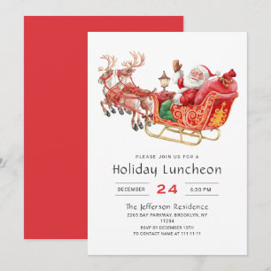 Santa Sleigh Holiday Luncheon Weihnachts-Party Einladung