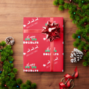 Santa Sleigh Holiday Rot Wrapping Paper Geschenkpapier
