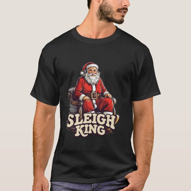Santa Sleigh King Funny Christmas Long Sleeve T-Shirt (Vorderseite)