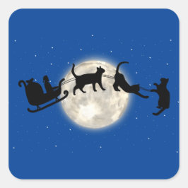 Santa Sleigh mit lustigen Katzen Sticker