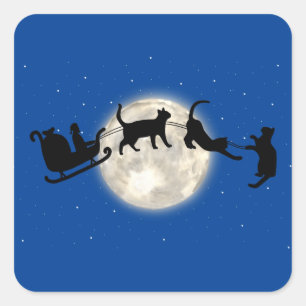 Santa Sleigh mit lustigen Katzen Sticker