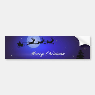Santa Sleigh Moon Frohe Weihnachten Autoaufkleber