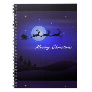 Santa Sleigh Moon Frohe Weihnachten Notizblock