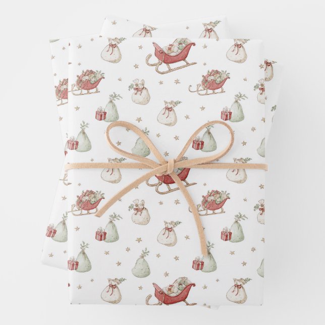 Santa Sleigh Pattern Geschenkpapier Set (Beispiel)