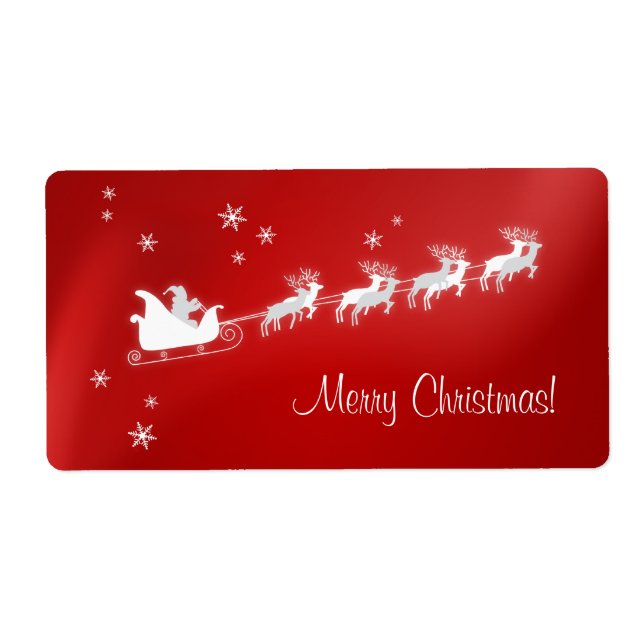 Santa Sleigh Red Christmas Label (Vorne)