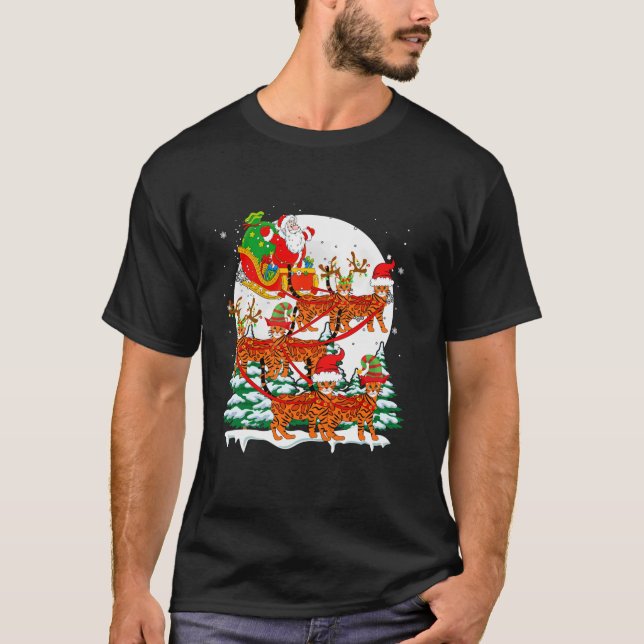 Santa Sleigh Reindeer Bengal Shorthair Cats Xmas C T-Shirt (Vorderseite)